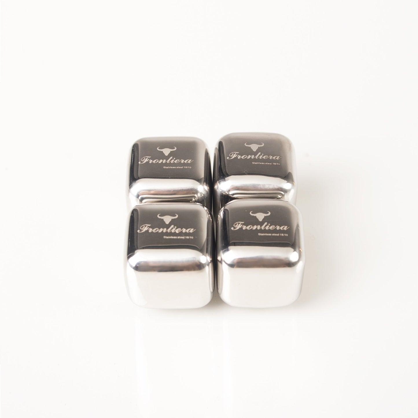 Stainless steel Ice Cube 4P Set [Silver] + Custome Name Engrave
