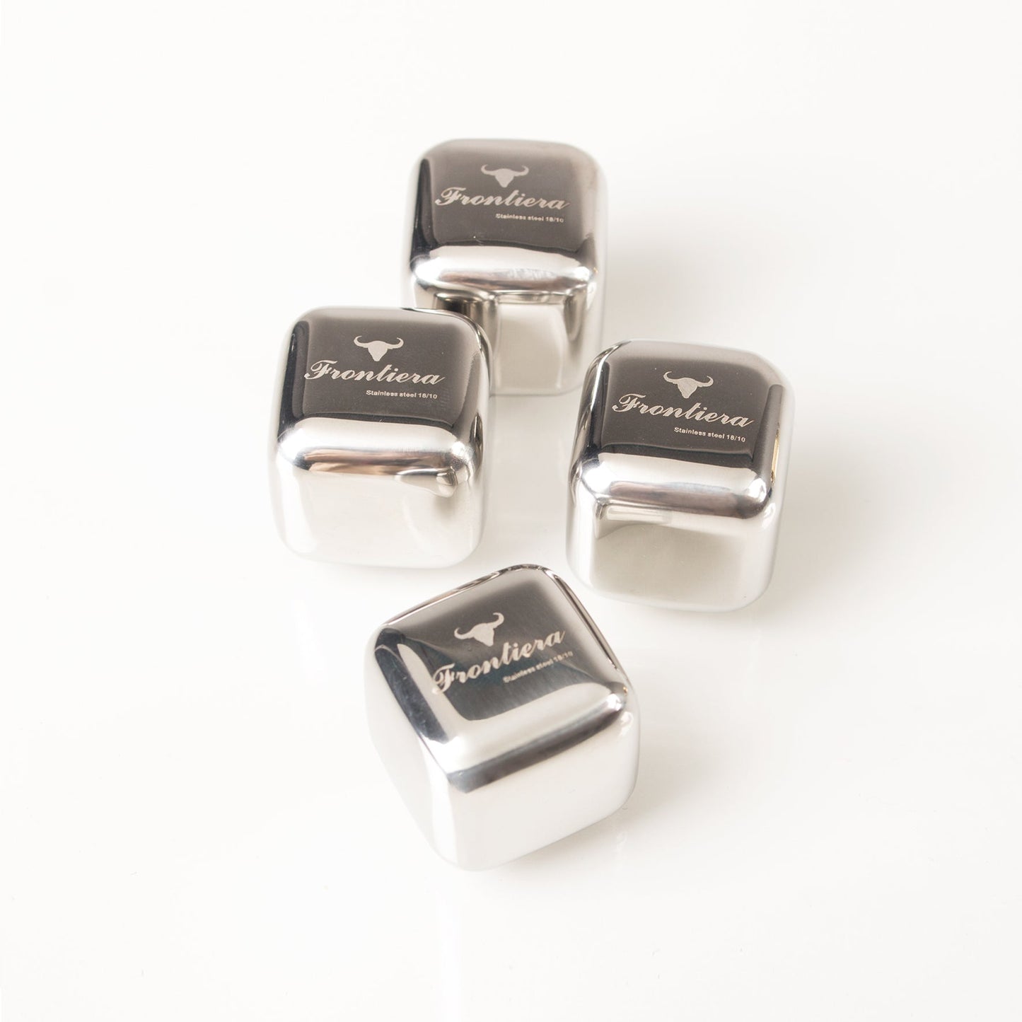 Stainless steel Ice Cube 4P Set [Silver] + Custome Name Engrave