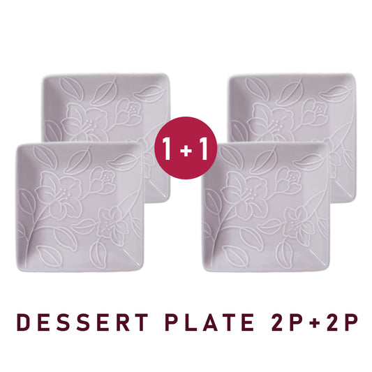 Refreshing Square Plate 127mm 2P Set (Baby Pink Color) 𝟮 𝗣𝗹𝘂𝘀 𝟮