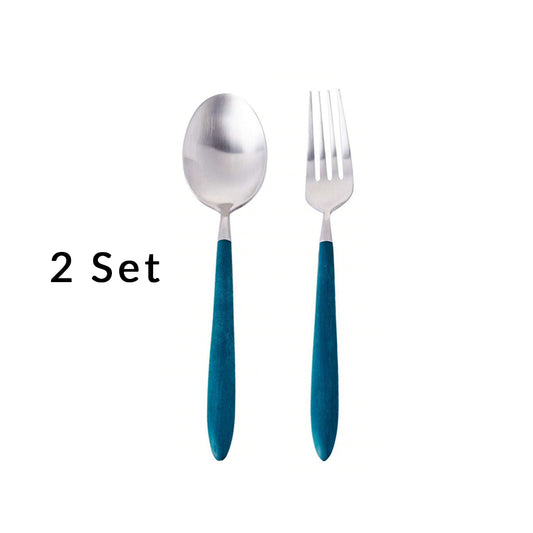 Epic Green Dessert Fork & Spoon [2 Set]