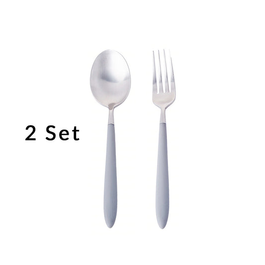 Epic Black Grey Fork & Spoon [2 Set] 𝟐𝟓% 𝐎𝐅𝐅