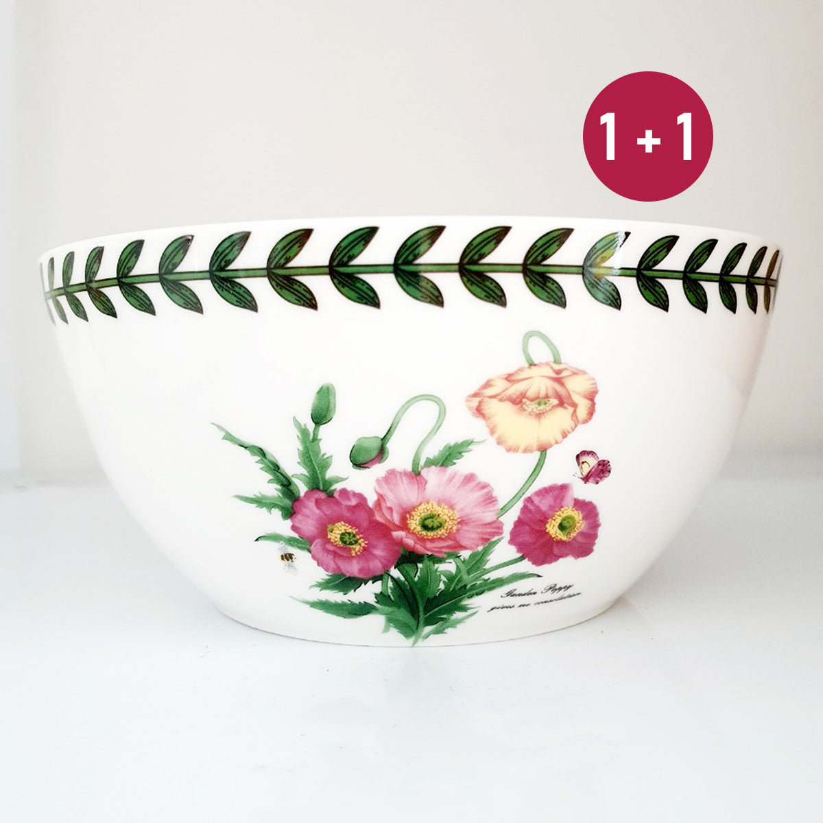 1+1 [Bone China] Floral Garden Ceramic Noodle Bowl 177mm (2P)