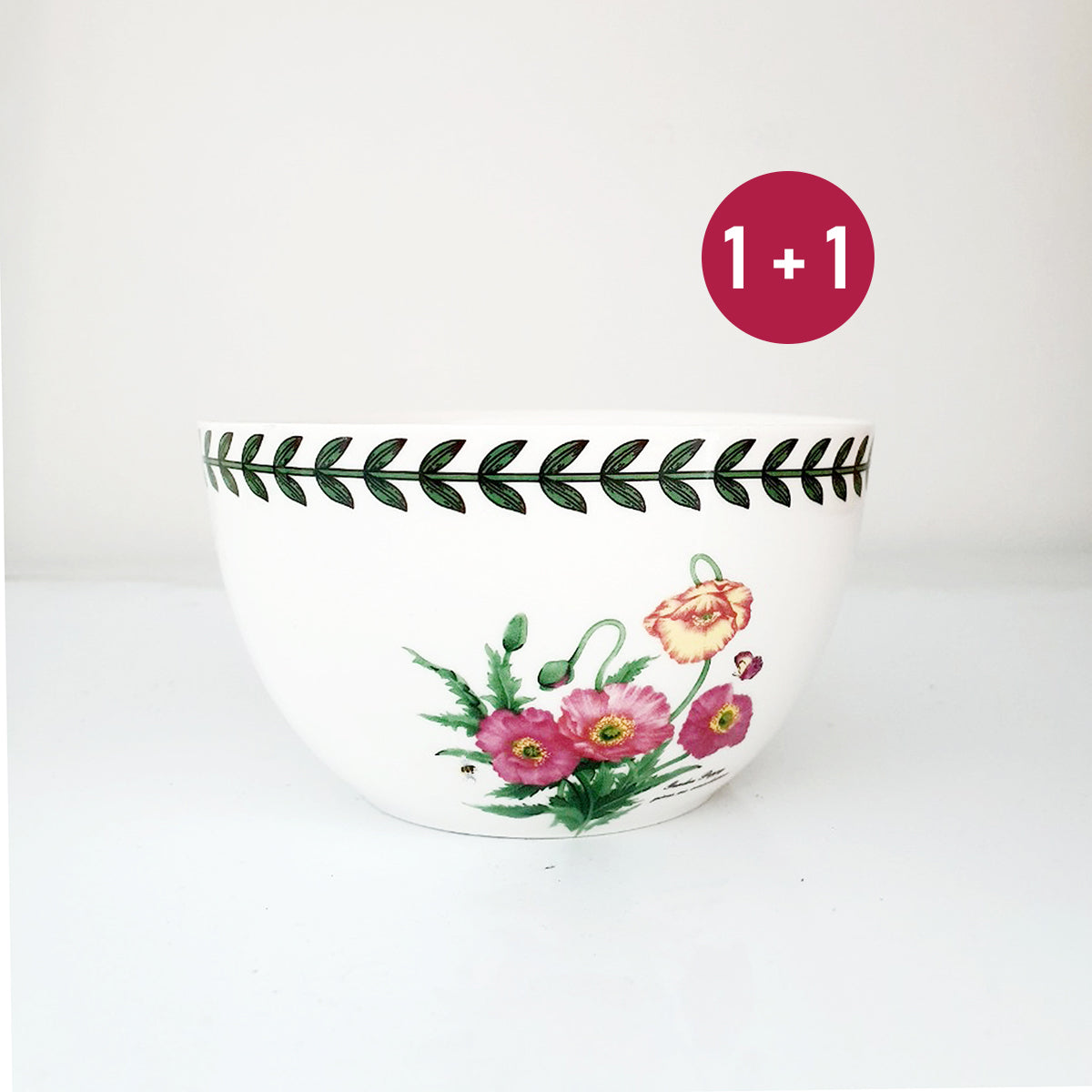 1+1 [Bone China] Floral Garden Ceramic Rice Bowl 113mm (2P)