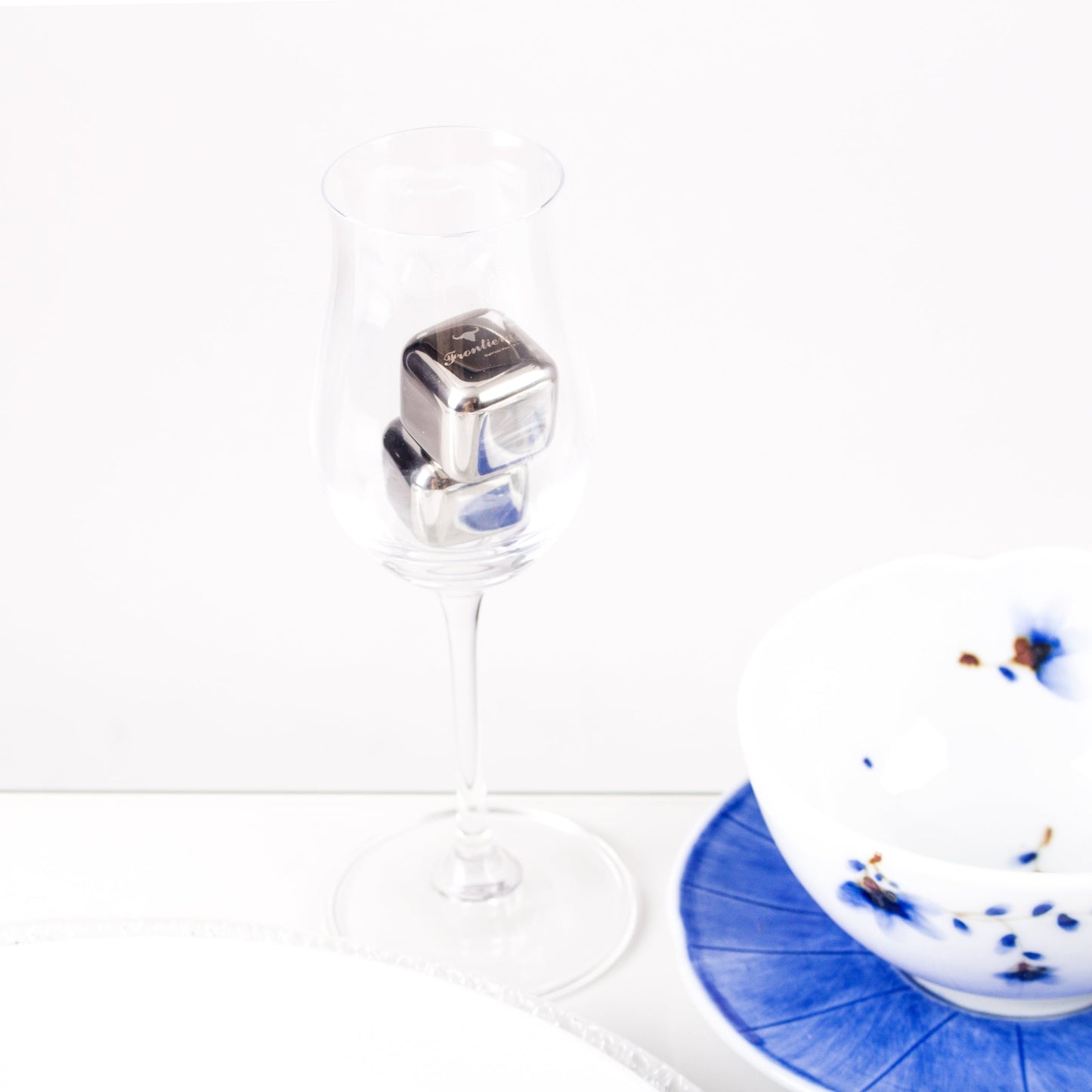 Stainless steel Ice Cube 4P Set [Silver] + Custome Name Engrave