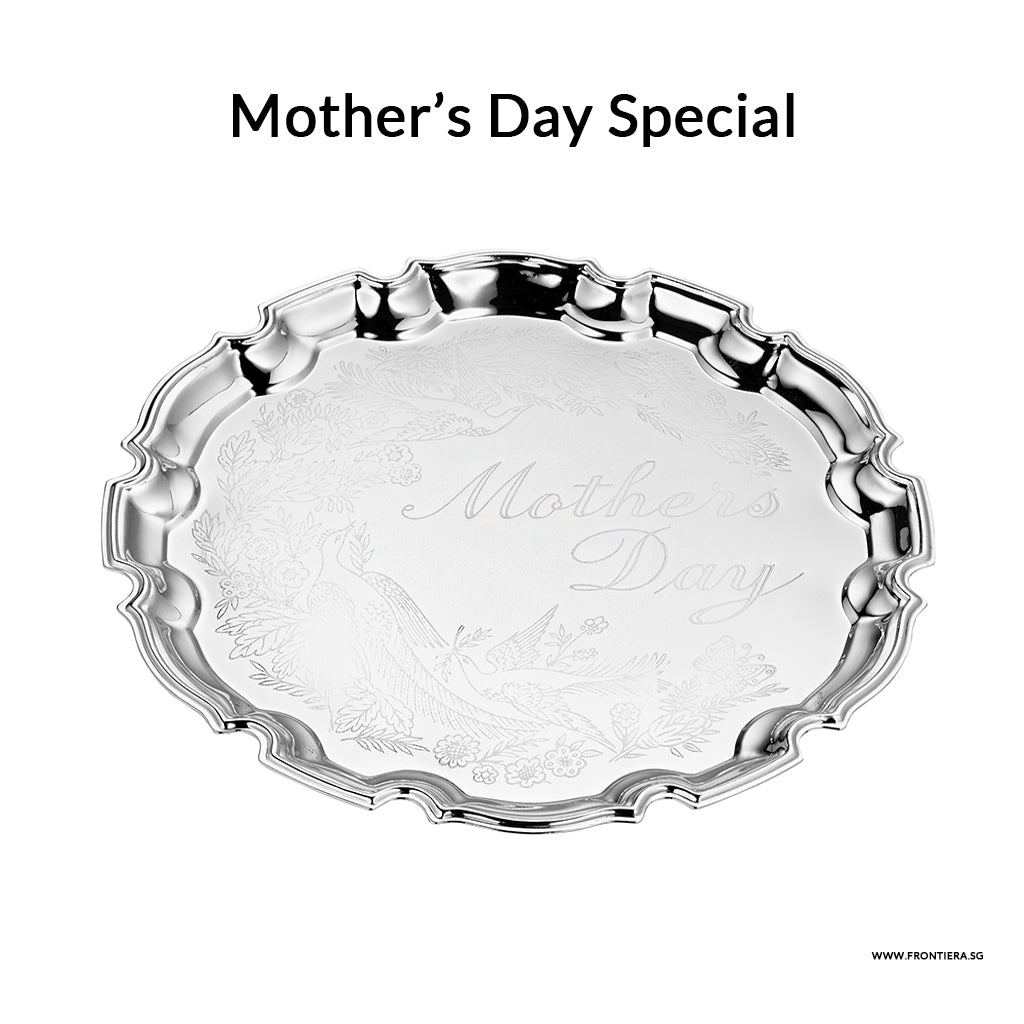 [England Silverware] "Mother's Day" (Medium) Chippendale Tray 240mm