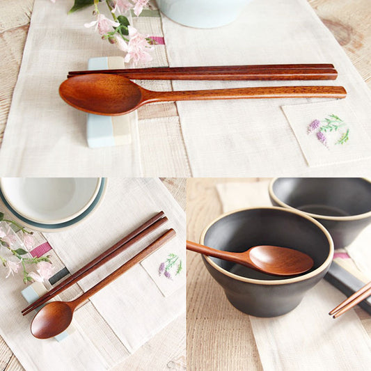 Natural Ottchil Lacqured Adult Wooden Spoon & Chopstick 235mm