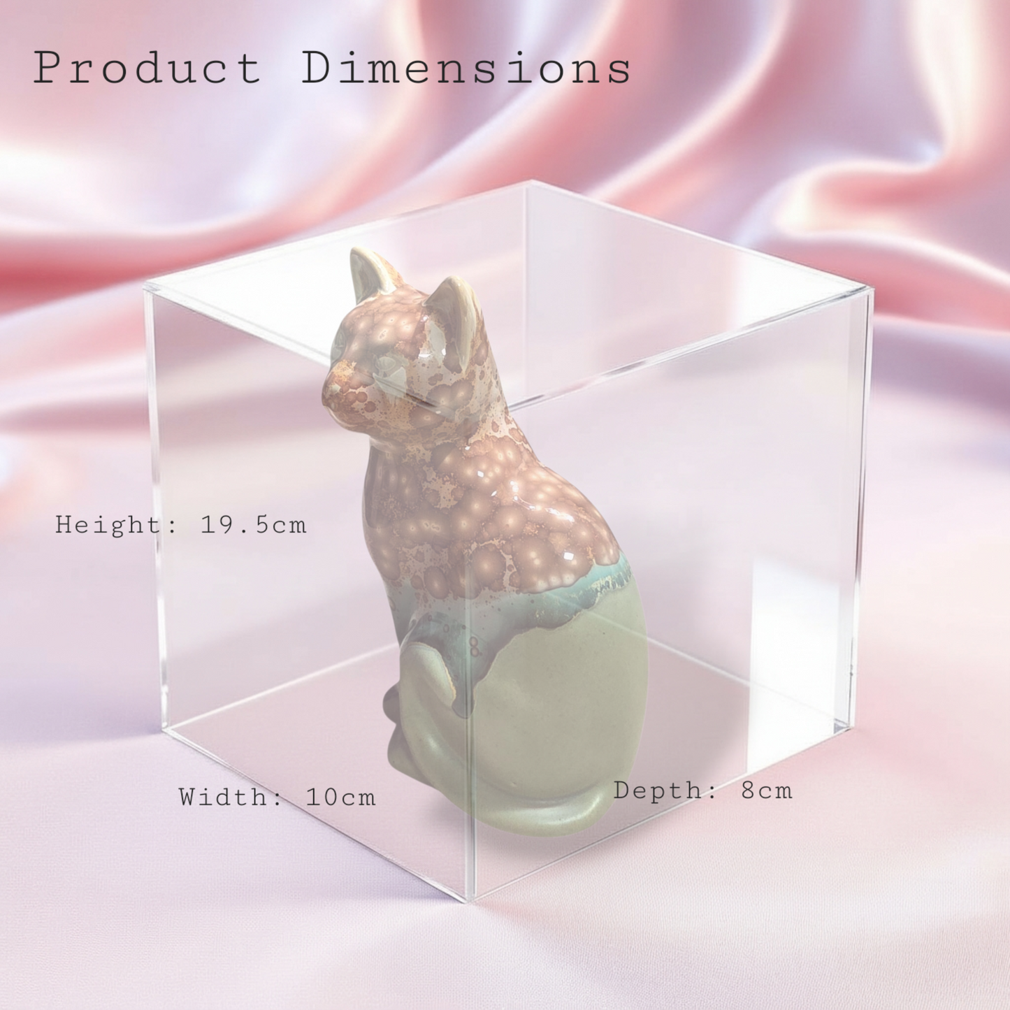 Handmade Porcelain Little Cat Figurine (Amber Speckled with Sage Green Glaze)