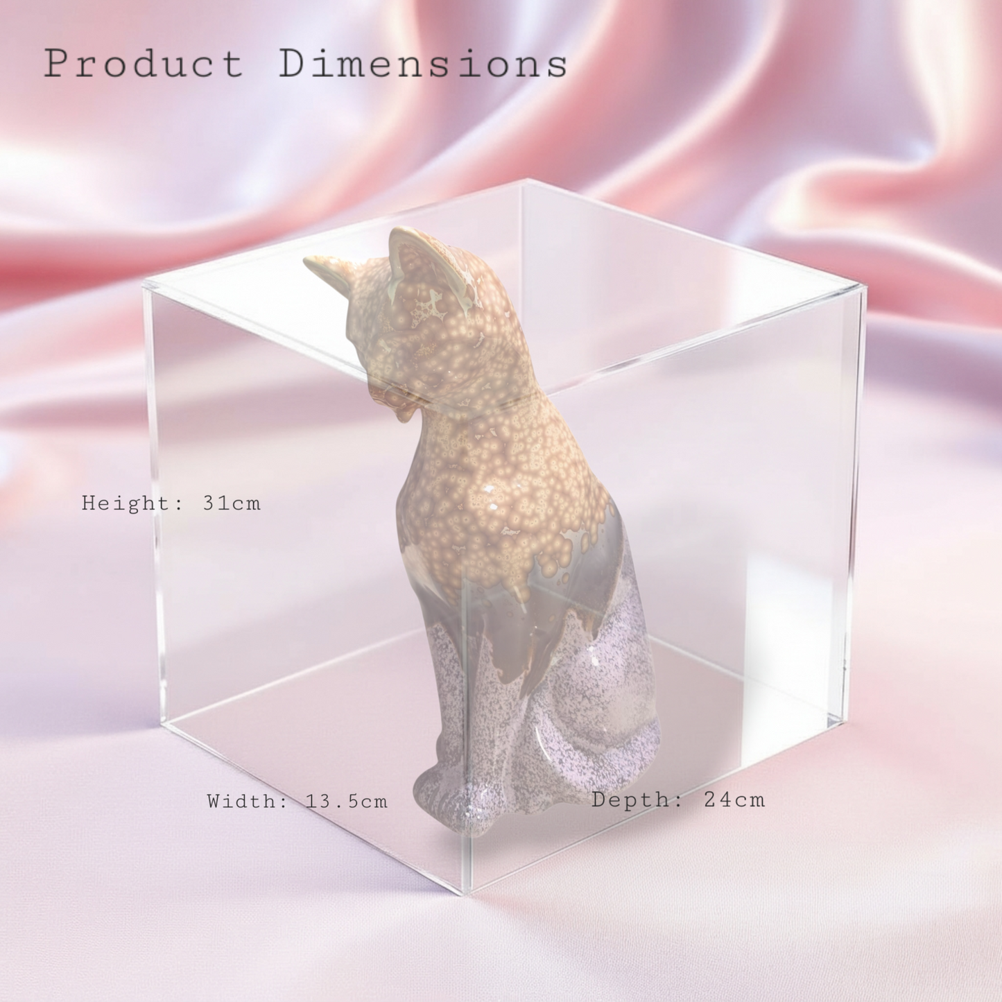 Handmade Porcelain Cat Figurine (Amber Speckled with Lavender Accent Glaze)