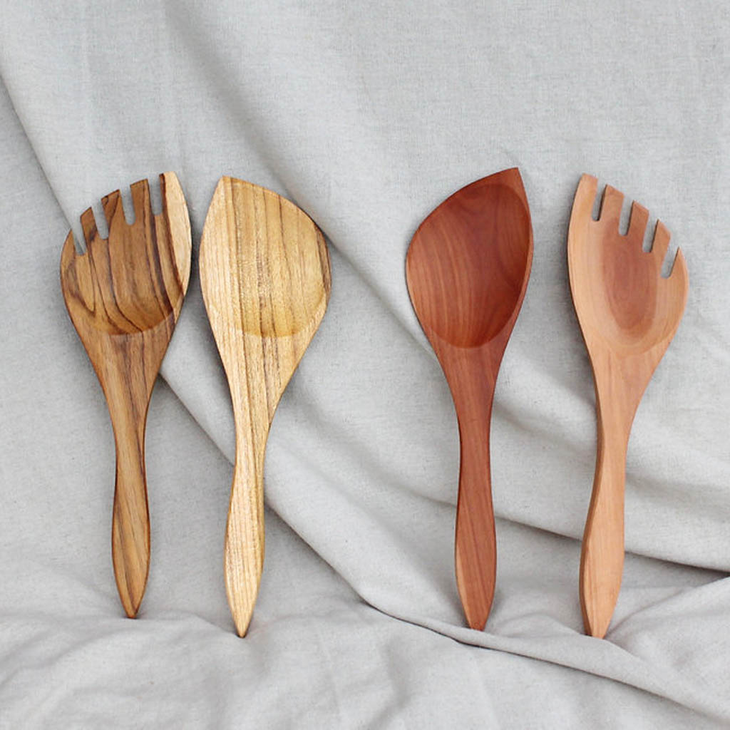 Teakwood 2P Salad Spoon & Fork Set