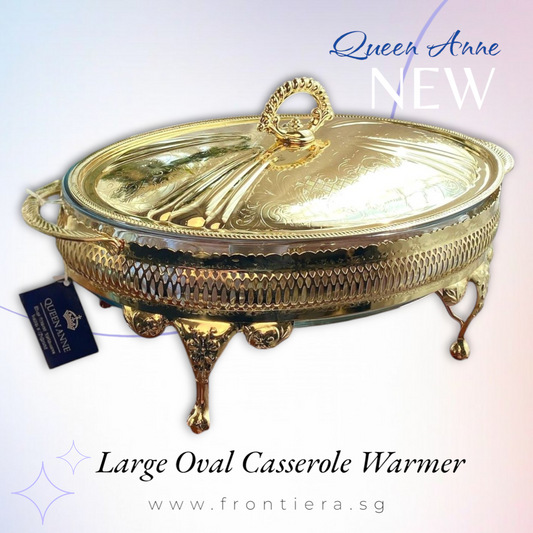 Goldplated Large Oval oblong Casserole warmers with lid