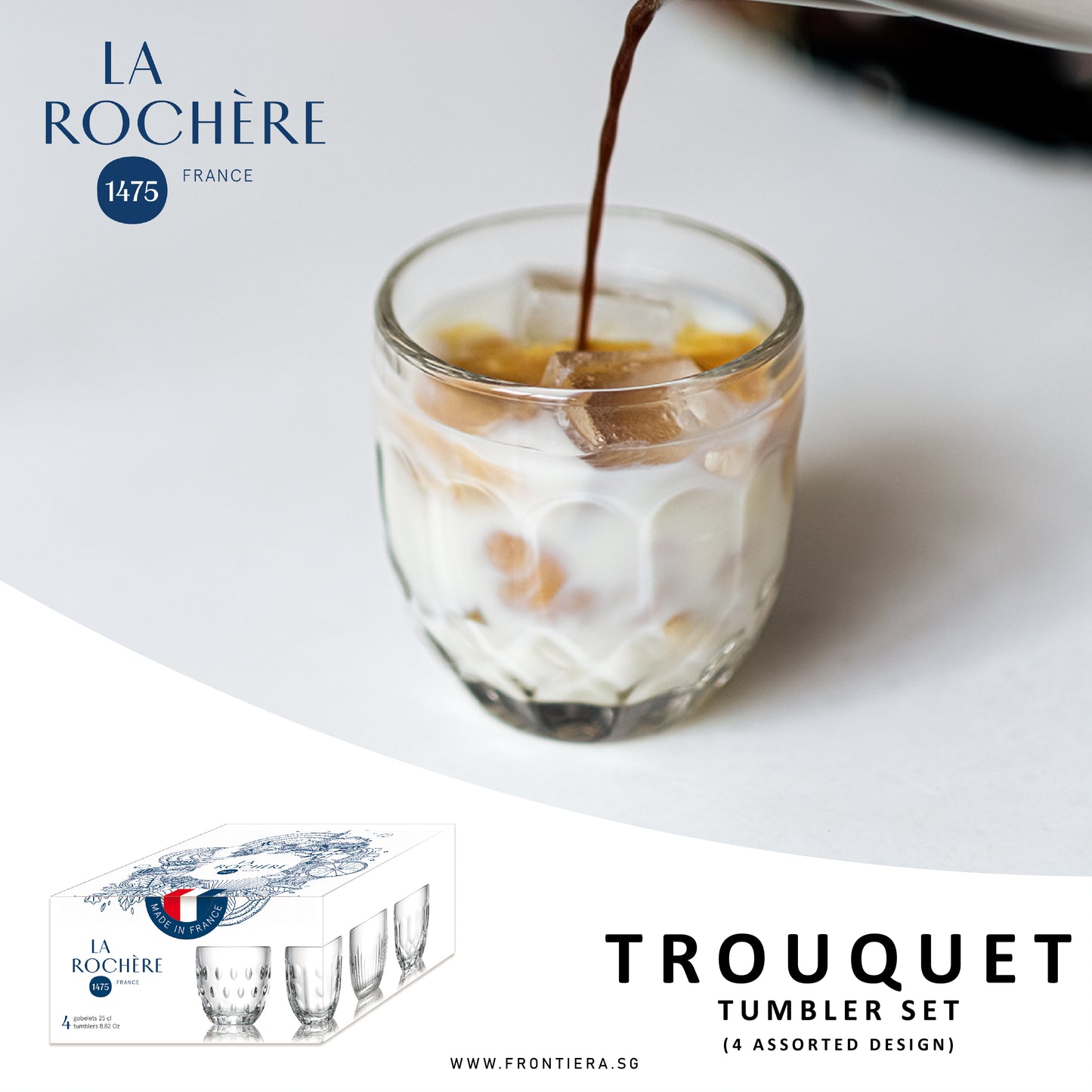 Troquet Assorted Design Tumbler Glass 4Pcs Set