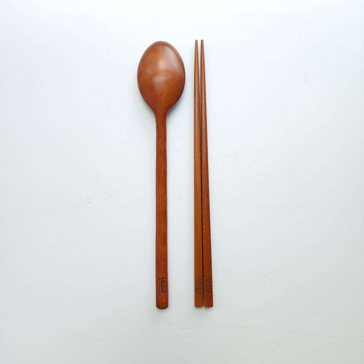Natural Ottchil Lacqured Adult Wooden Spoon & Chopstick 235mm + Custome Engraving (Optional)