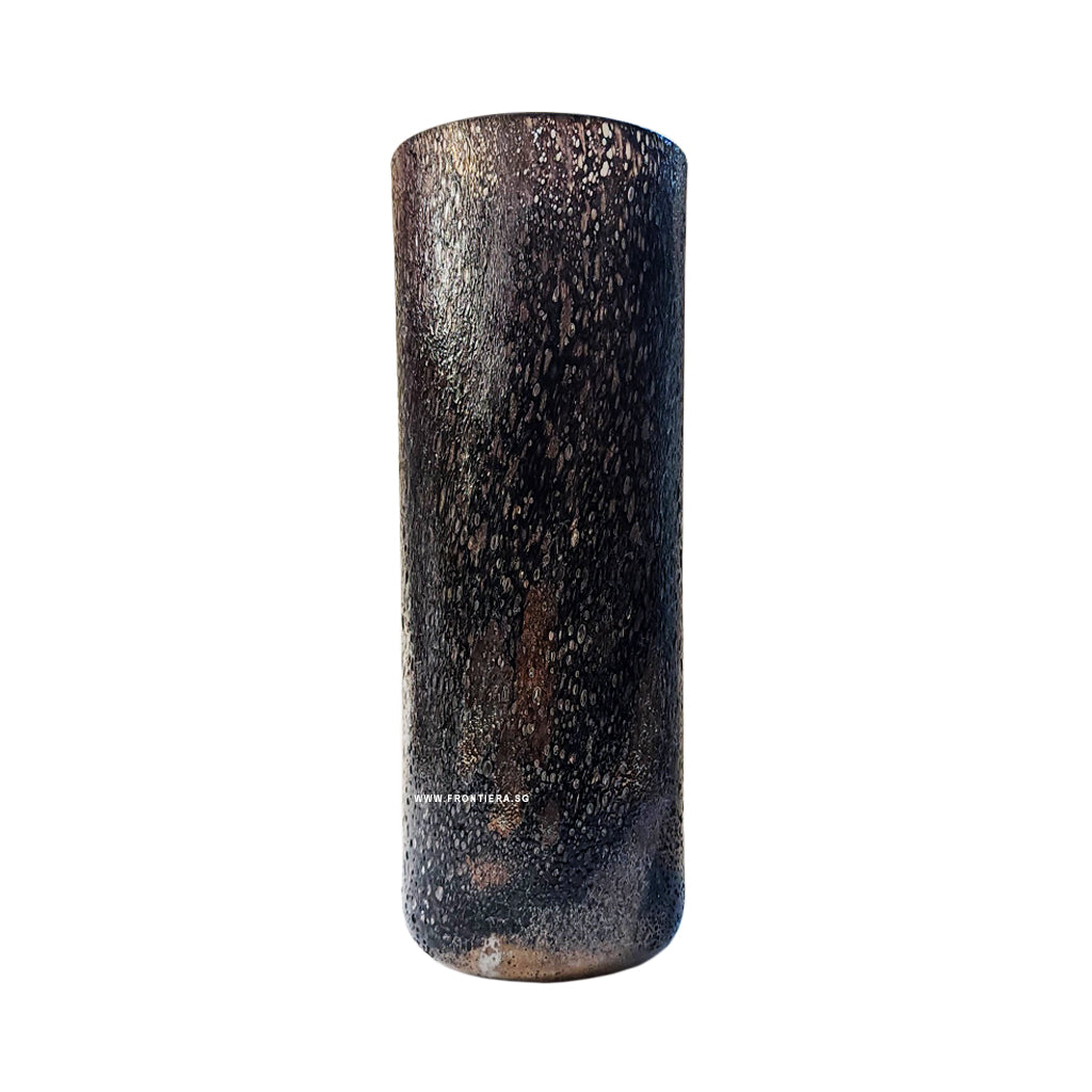 Cratere Space Brwonish black, Hand Blown High Vase(L) Ø105xH285mm