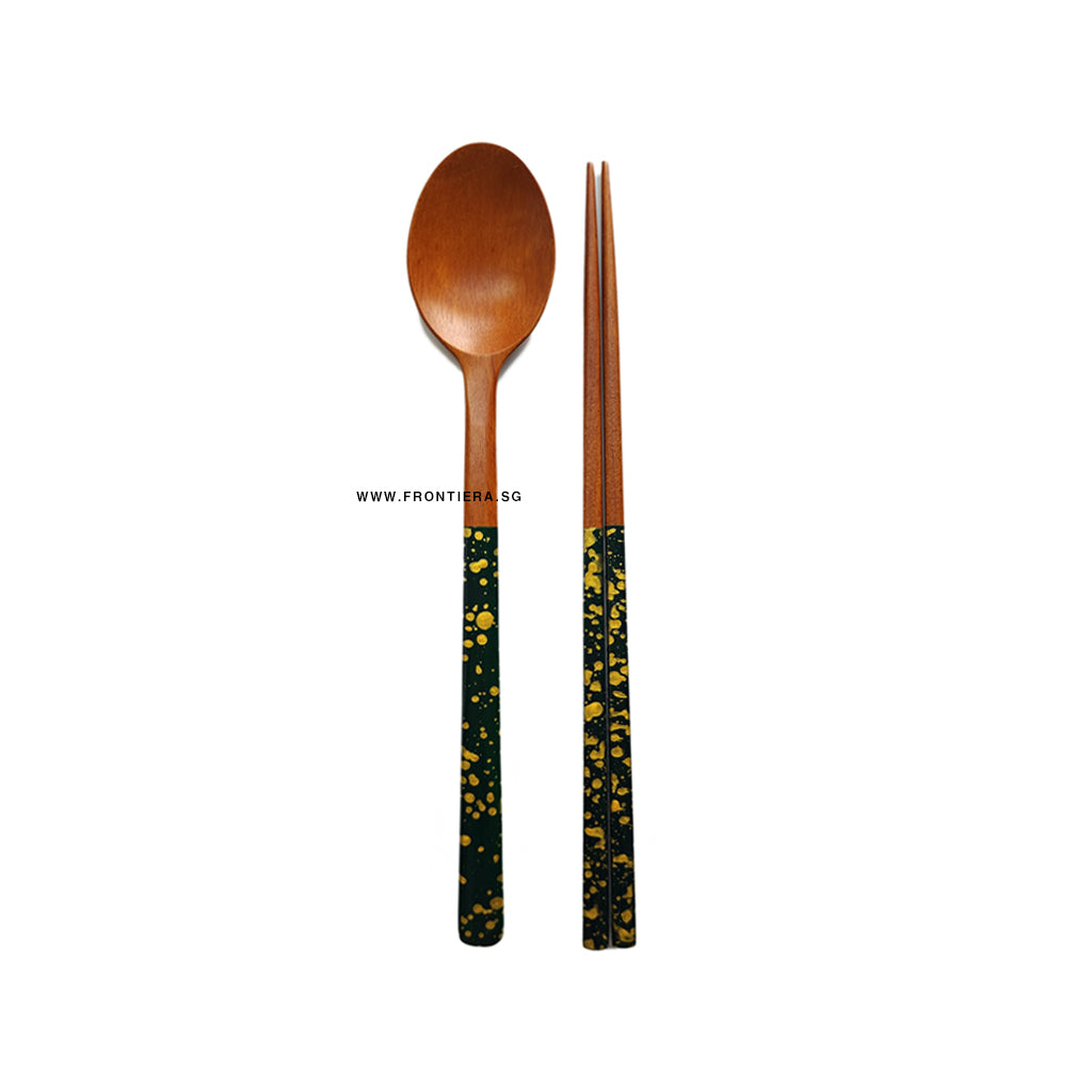 (Buy 4, Get 2 Free) Ottchil Galaxi Wooden Spoon & Chopstick (Deep Green)