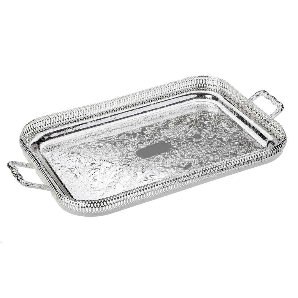 [England Silverware] Medium Oblong Gallery Tray with Handles 515mm