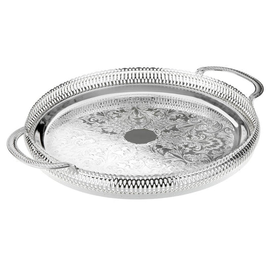 [England Silverware] Round Gallery Tray with Handles 360mm