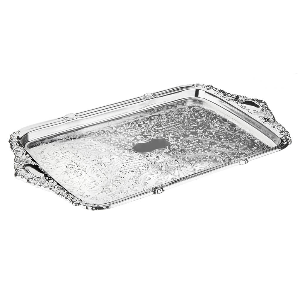 [England Silverware] Large Oblong Tray Integral Handle 490mm