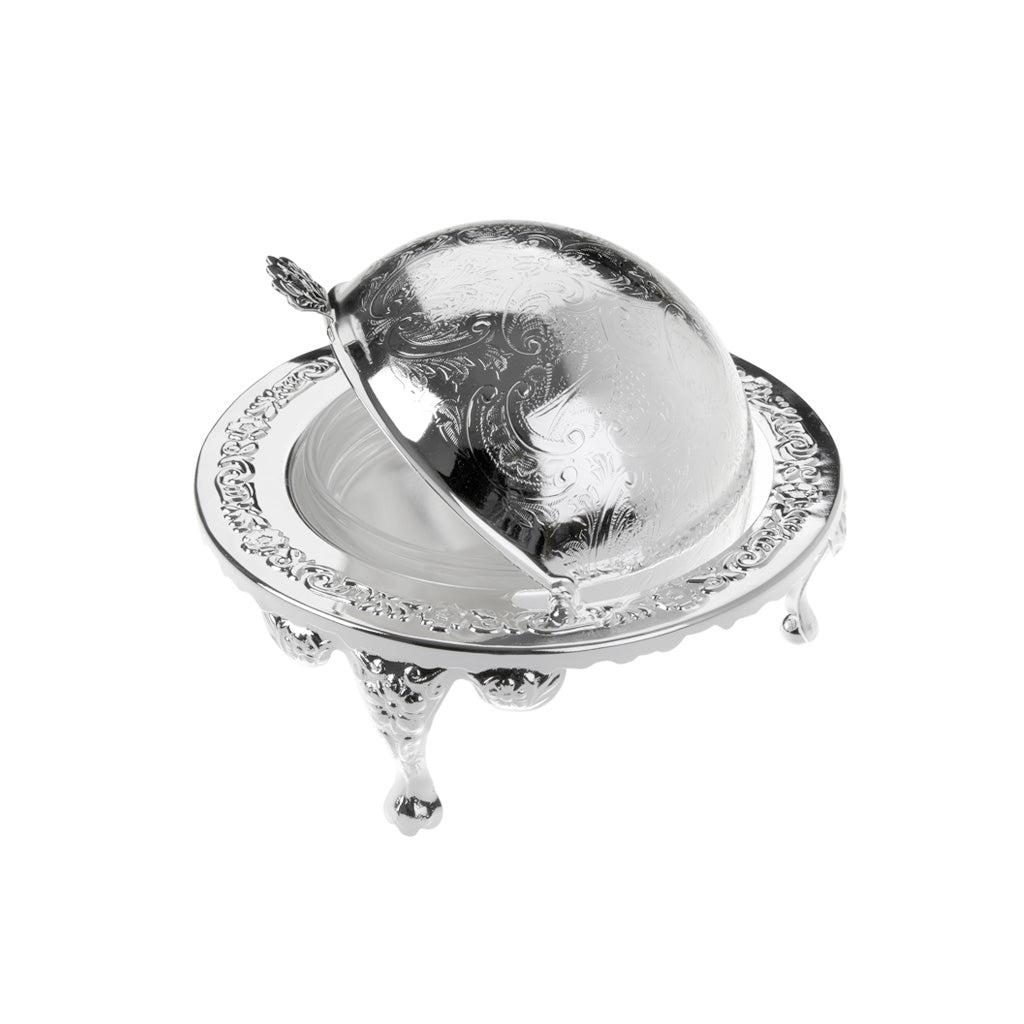 [England Silverware] 180° Rotatable Revolving Cover Caviar/Fish roe/Butter/Sugar Bowl