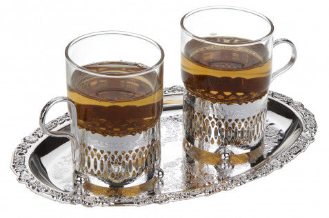 [England Silverware] 3Pc Set (2 Glass Cup with Oval Tray) [𝗦𝗢𝗟𝗗 𝗢𝗨𝗧]