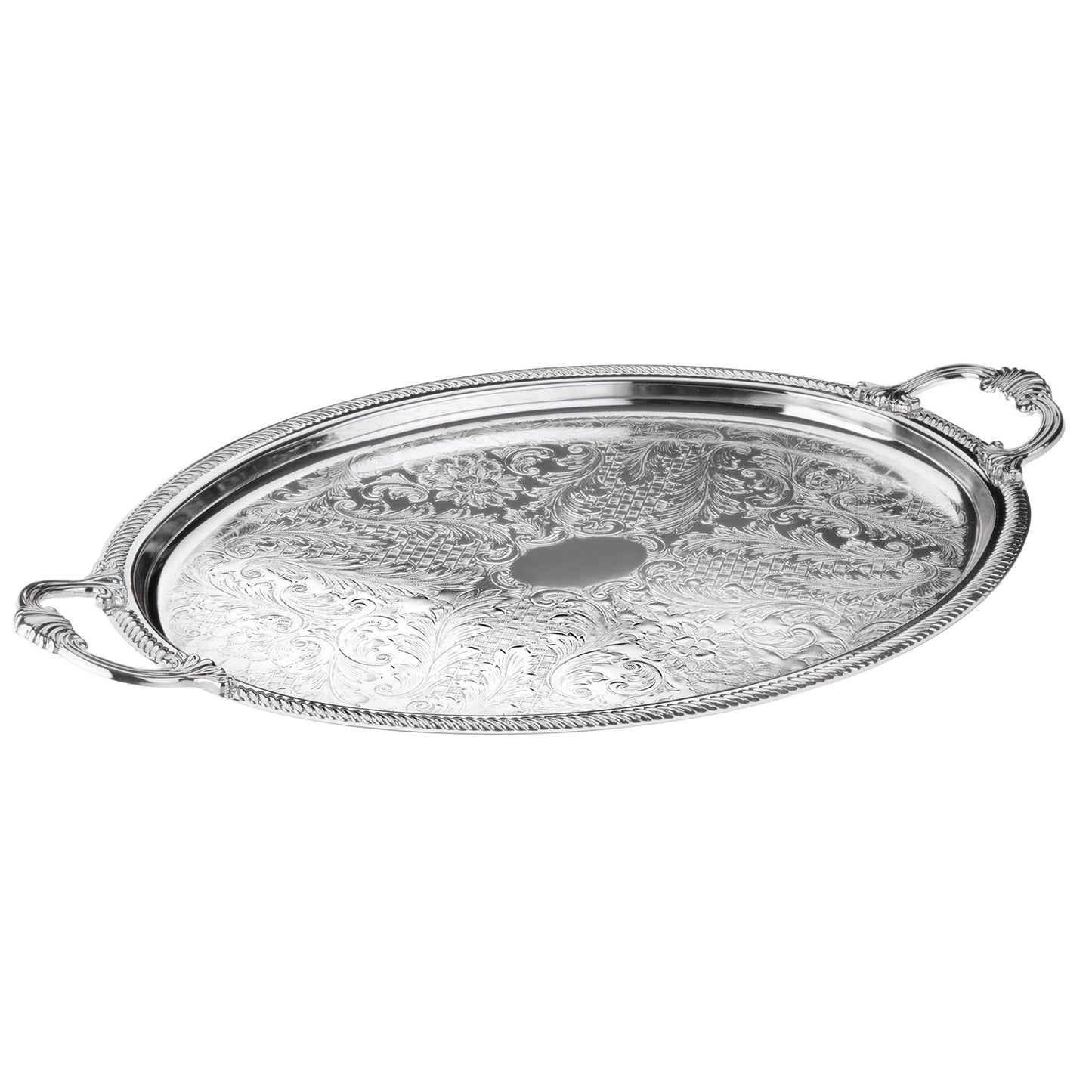 [England Silverware] Shallow Large Oval Serving Tray with Handle 505mm