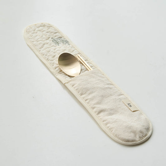 1-Person Embroidery Quality Fabric Cutlery Pouch