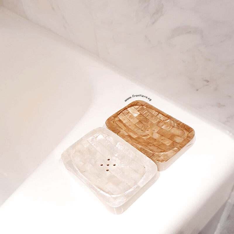 Seashells Square Soap Dish Gold & Silver