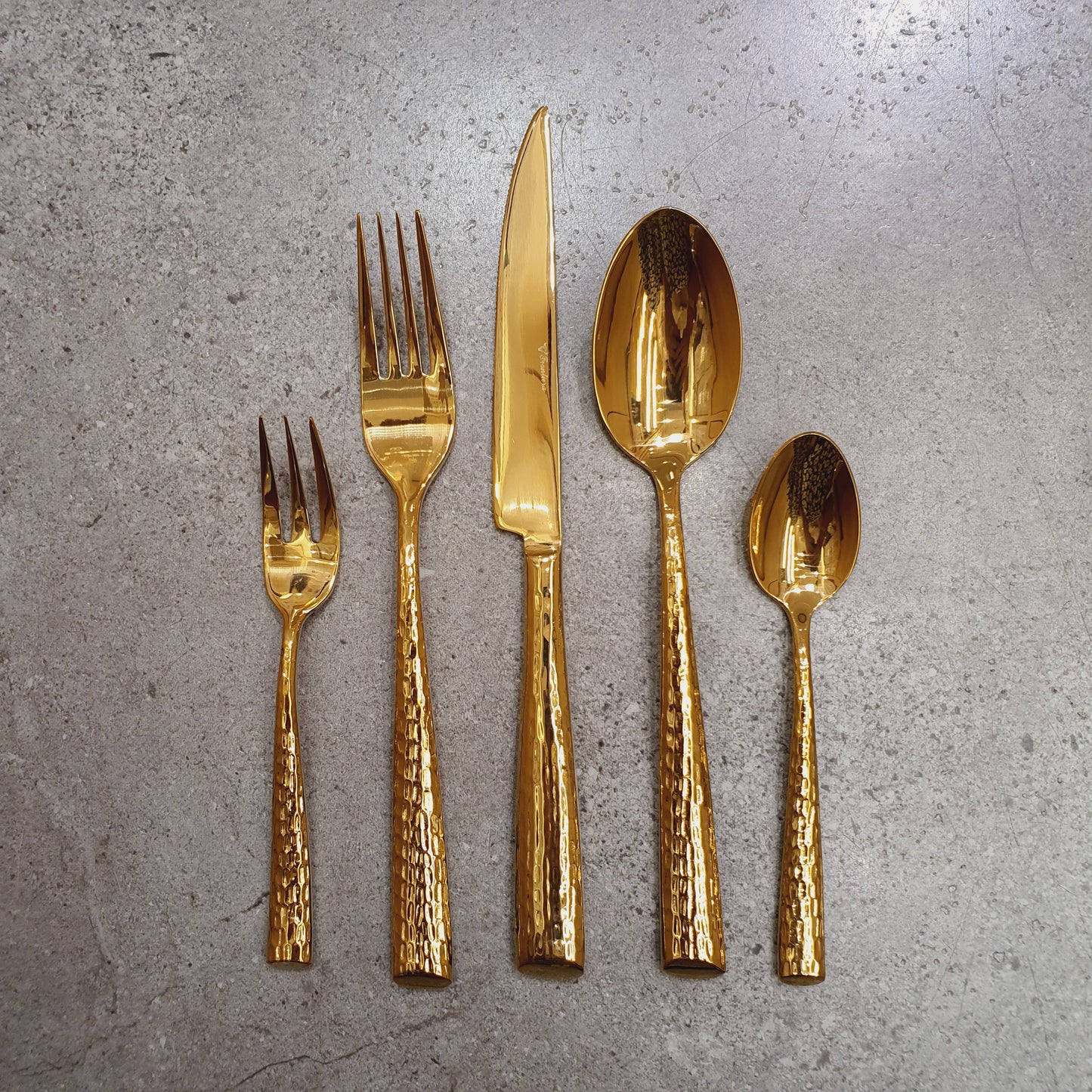 Hammered2 Gold 5P Cutlery [4 Person Sets]