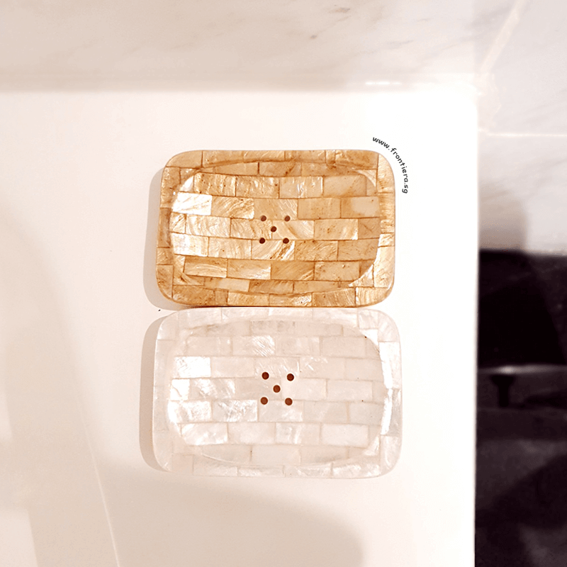 Seashells Square Soap Dish Silver & Gold