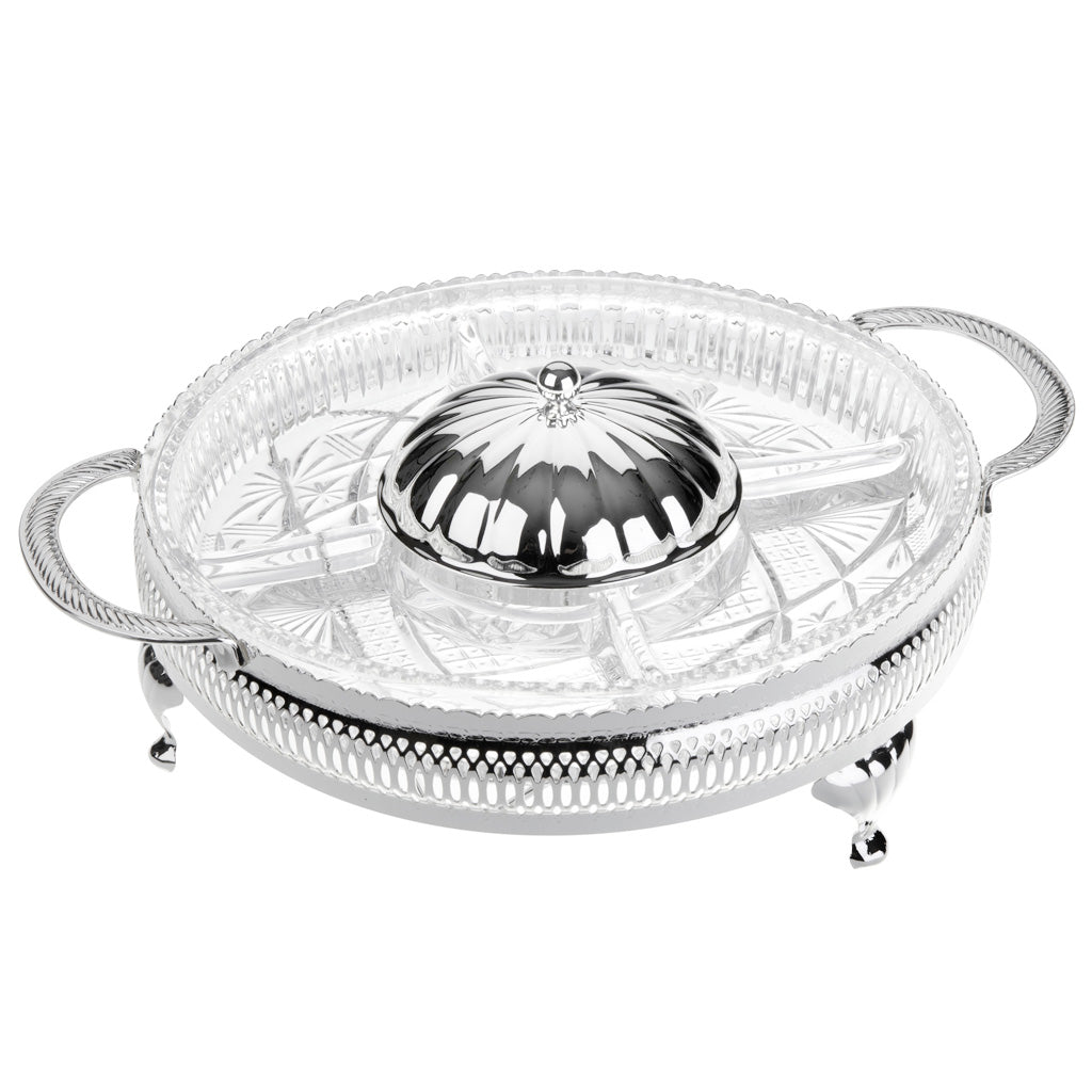 [England Silverware] 5 Div Nut, Dried Fruit Serving Platter plate [𝗦𝗢𝗟𝗗 𝗢𝗨𝗧]
