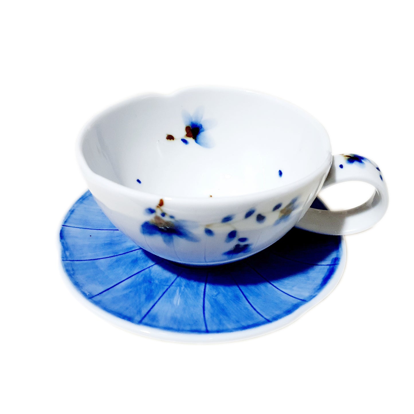 Sky Flower Cappuccino Cup & Saucer Set (Blue)