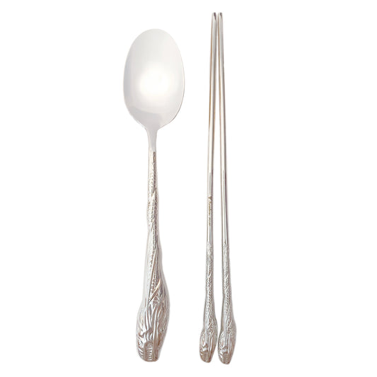 Dragon (Mirror) 2-Person Oriental Spoon & Chopsticks Set