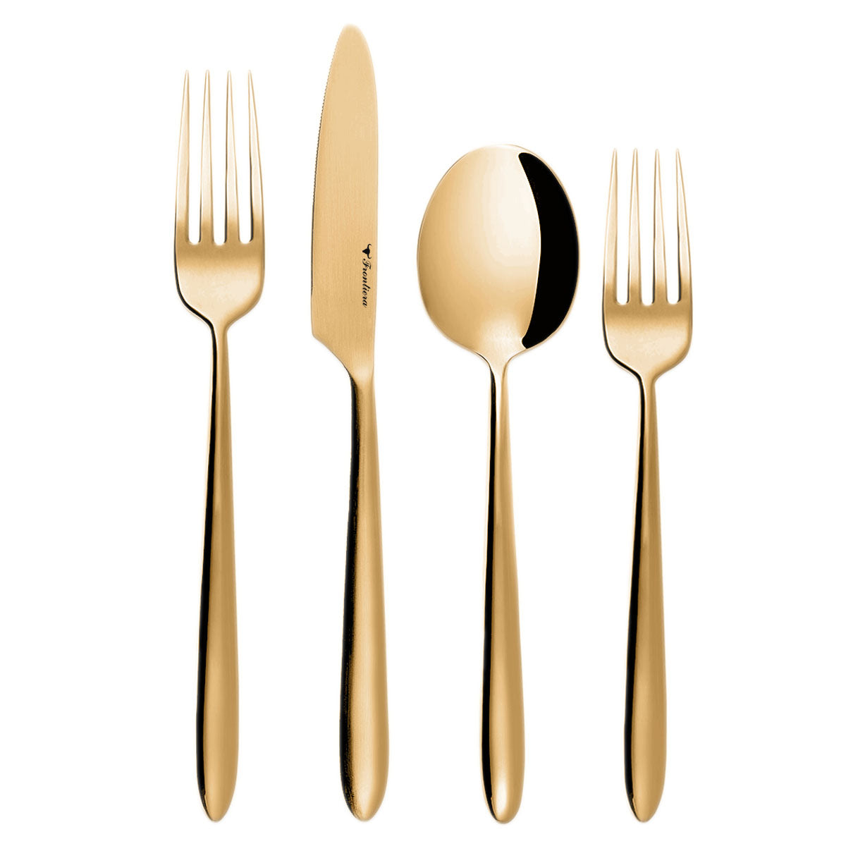 Epic Full Brushed Real Gold Plated 4-Pcs Cutlery Set