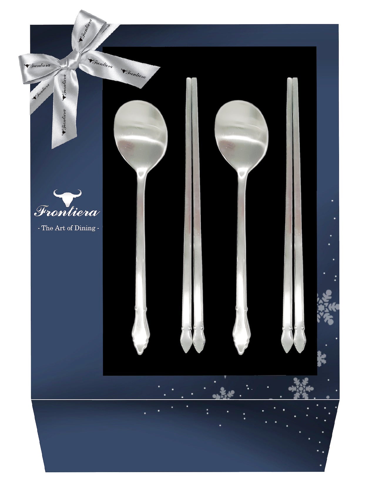 FR3(Satin) Oriental Spoon & Chopsticks Set + Custome Engraving (Optional)