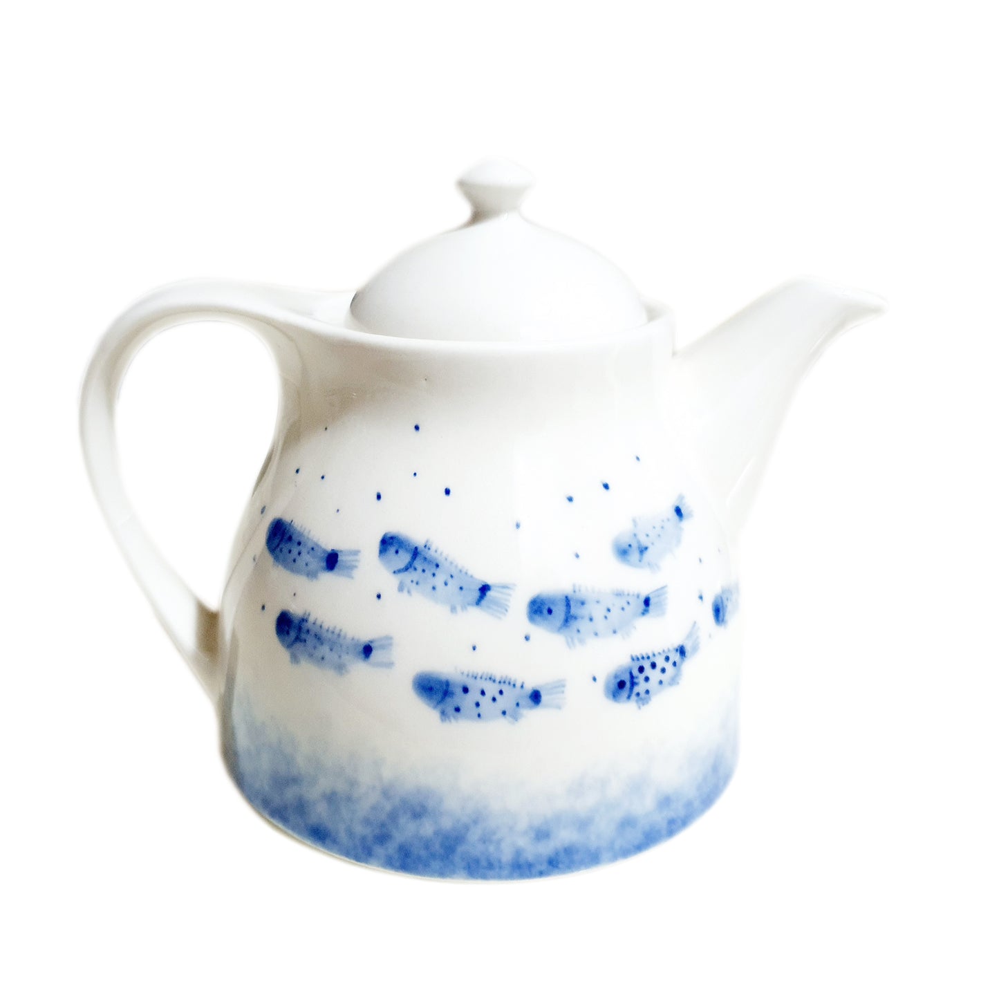 Bubble Fish Teapot with 4 Tea Cup and Saucer Set