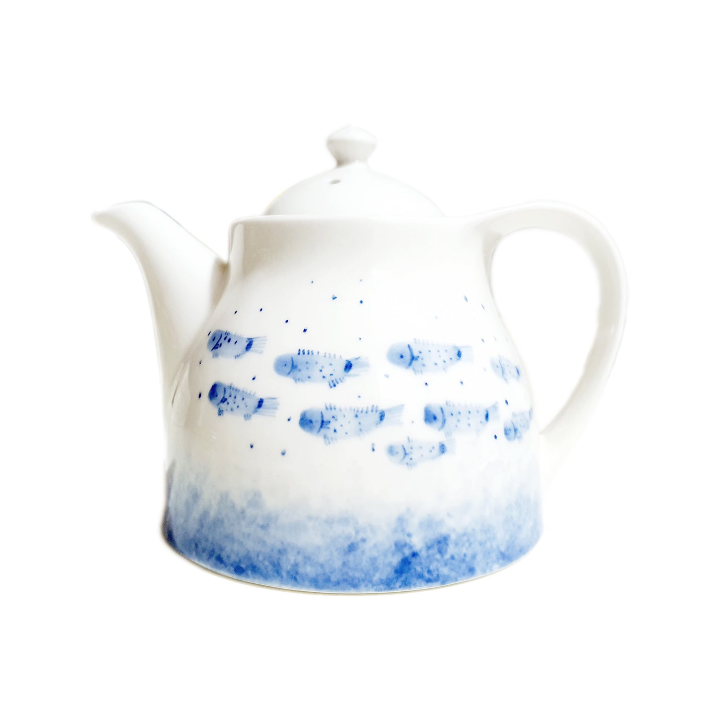 Bubble Fish Teapot & 4-Person Tea Cup with Saucer Set