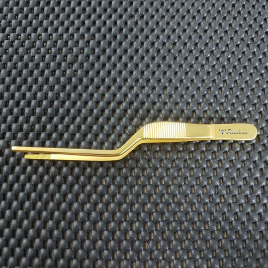 High Precision Offset Chef's Tweezers (14cm/5.5") Gold + Custome Engraving (Optional)