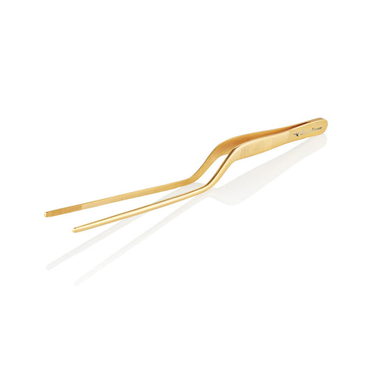 High Precision Offset Chef's Tweezers (20cm/7.87") Gold + Custome Engraving (Optional) [𝗦𝗢𝗟𝗗 𝗢𝗨𝗧]