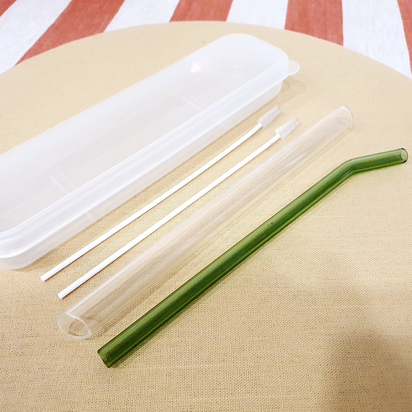 Eco Friendly Glass Straw Set (Green)