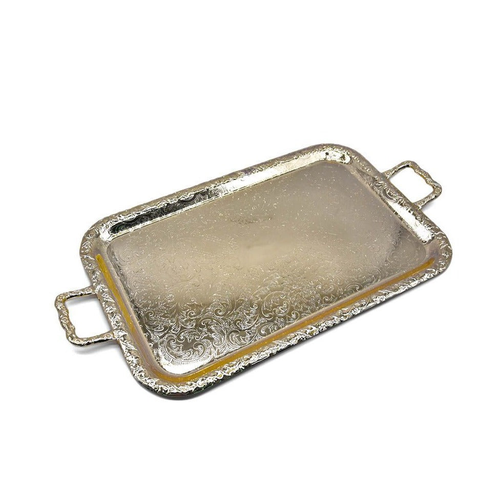 [England Silverware] Medium Gold Oblong Tray with Handles 515mm