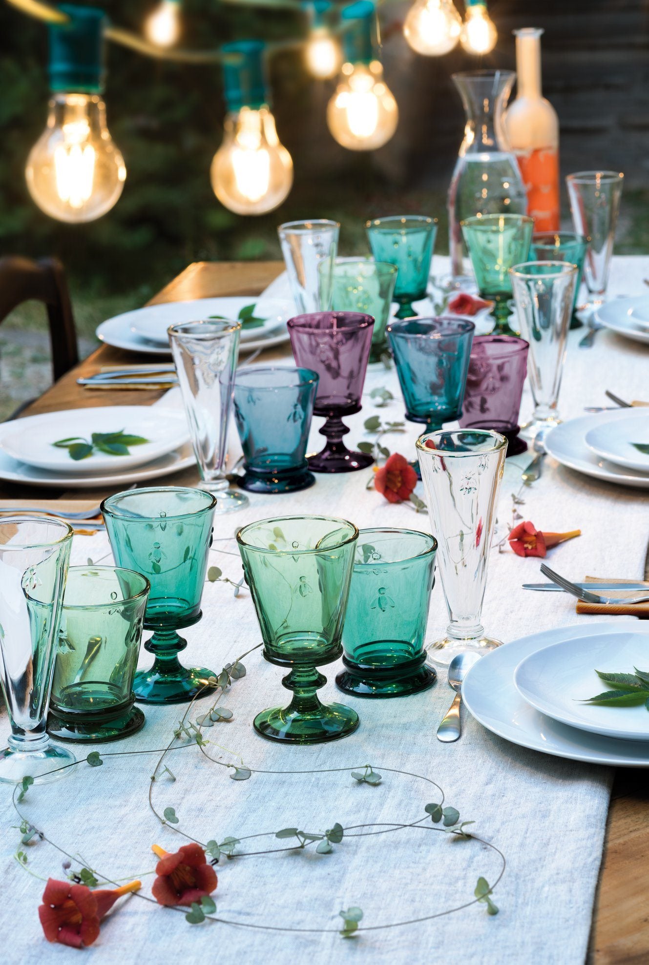 Abeille Bee Assorted Color Tumbler Glass 4Pcs Set