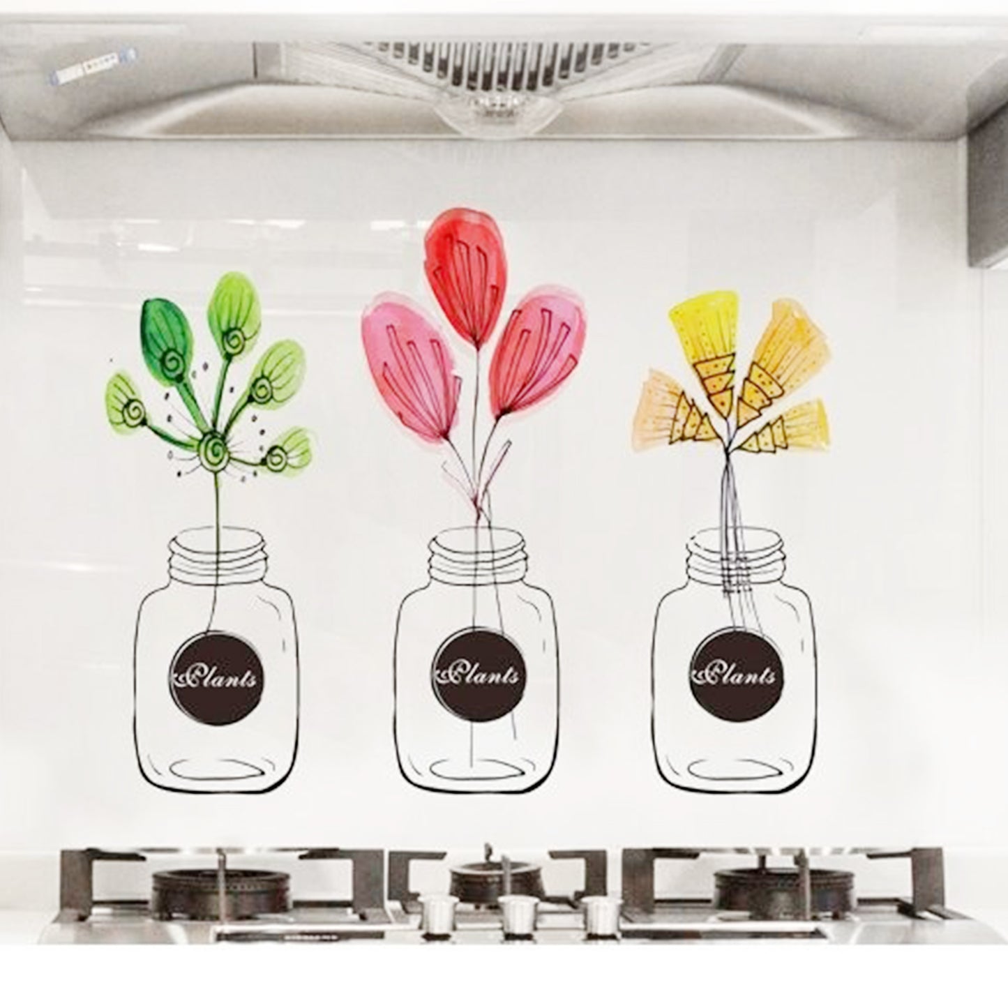 Kitchen Hood Anti Cooking Oil & Temperature Waterproof Sticker (Flower with vase)