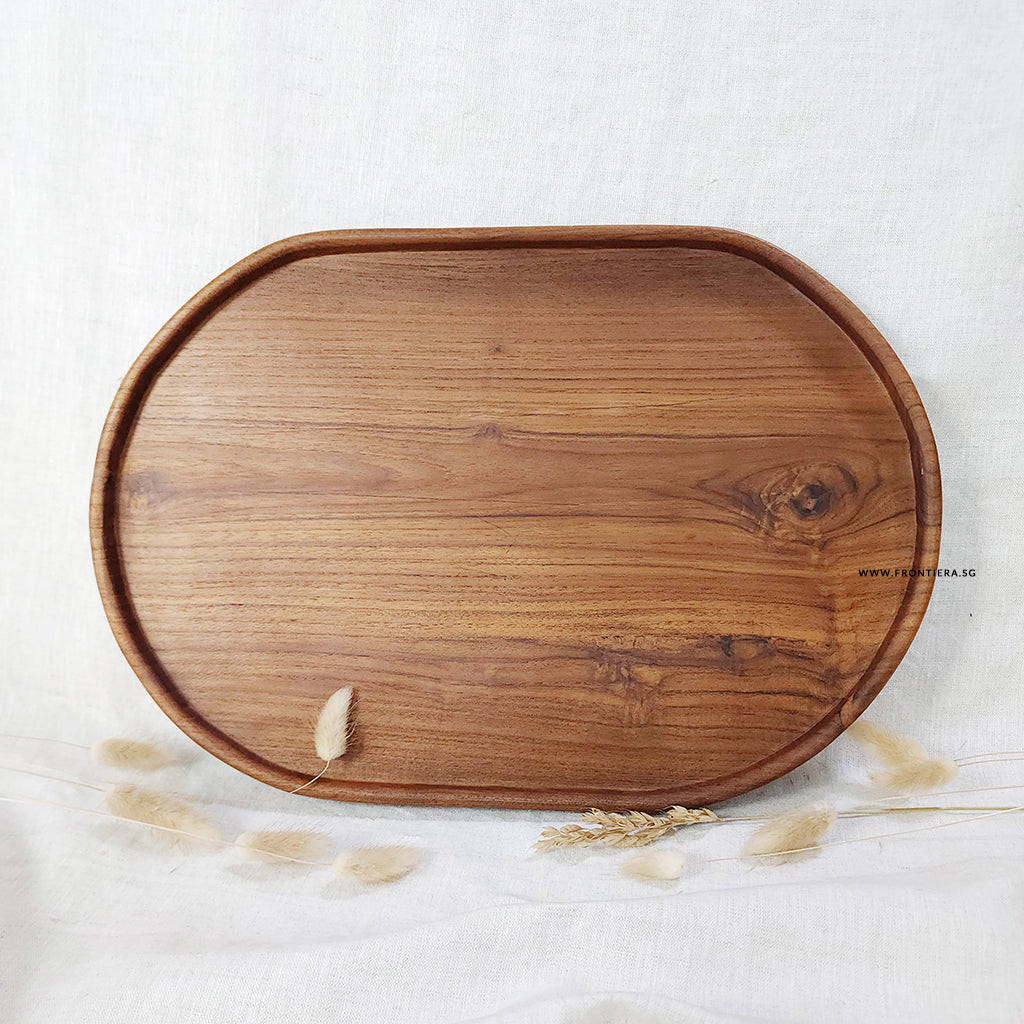 OVAL TRAY | Teakwood Oval Serving Tray 400mm [𝗟𝗮𝗿𝗴𝗲]