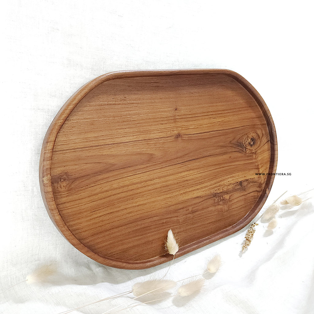 OVAL TRAY | Teakwood Oval Serving Tray 400mm [𝗟𝗮𝗿𝗴𝗲]