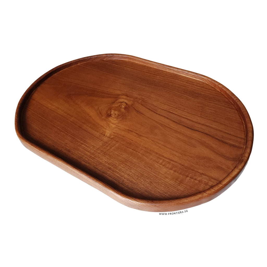 OVAL TRAY | Teakwood Oval Serving Tray 400mm [𝗟𝗮𝗿𝗴𝗲]
