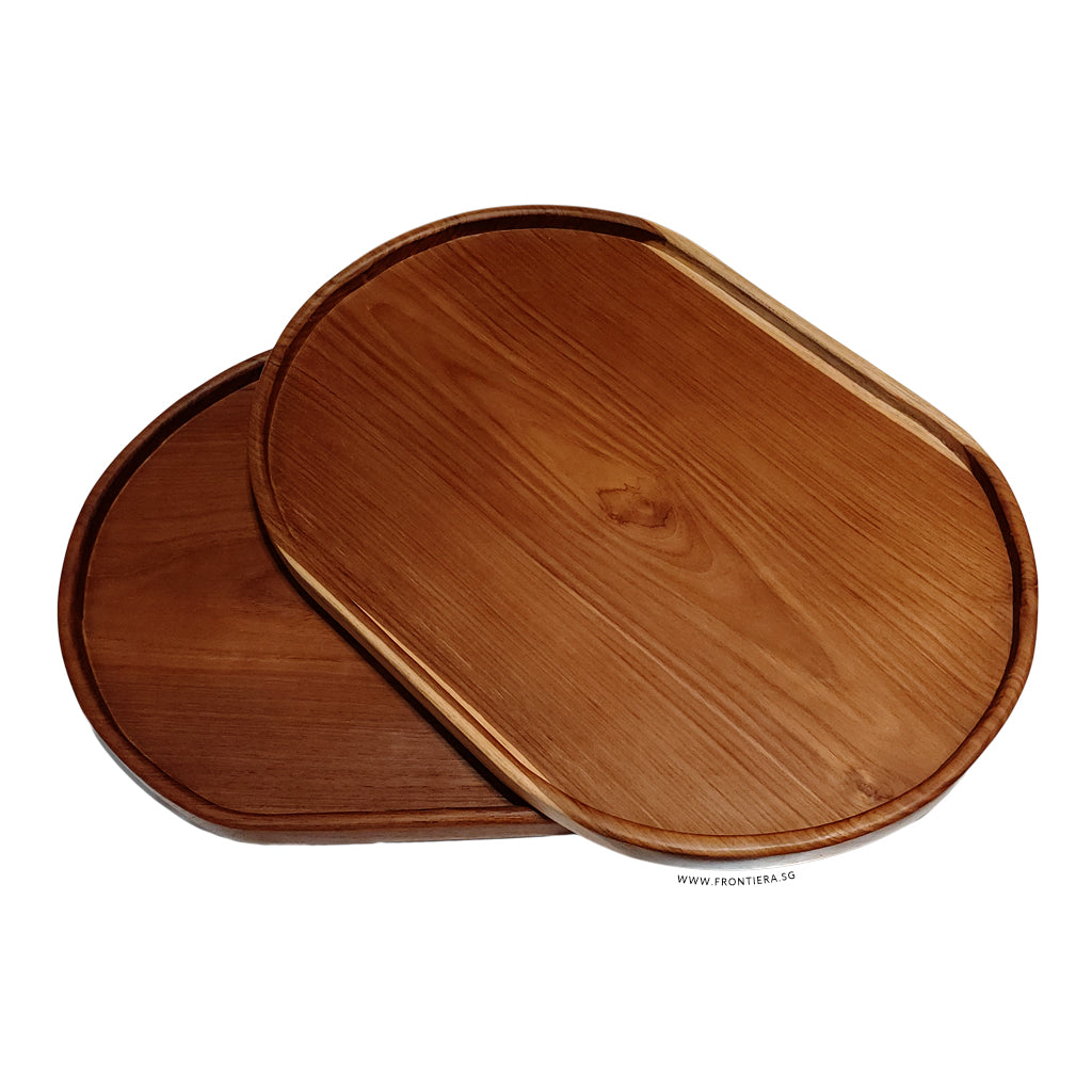 OVAL TRAY | Teakwood Oval Serving Tray 400mm [𝗟𝗮𝗿𝗴𝗲]