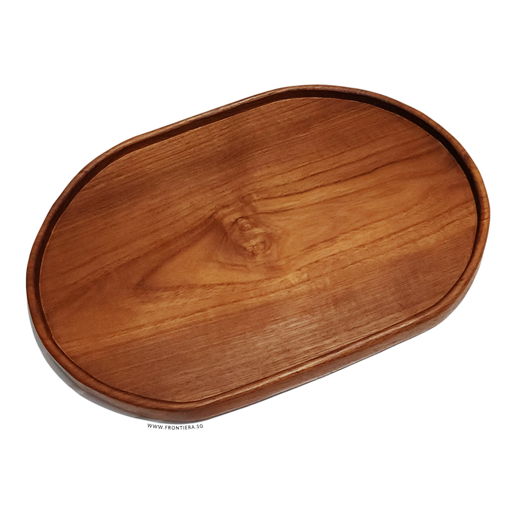 OVAL TRAY | Teakwood Oval Serving Tray 400mm [𝗟𝗮𝗿𝗴𝗲]