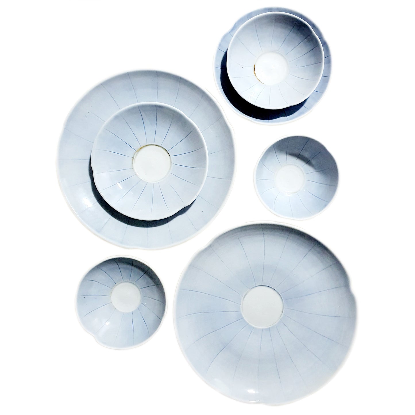 Flower Petal Sky Blue Rice Bowl (1pc/4pcs Set)