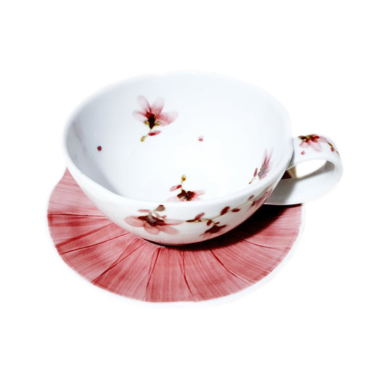 Sky Flower Cappuccino Cup & Saucer Set (Red)