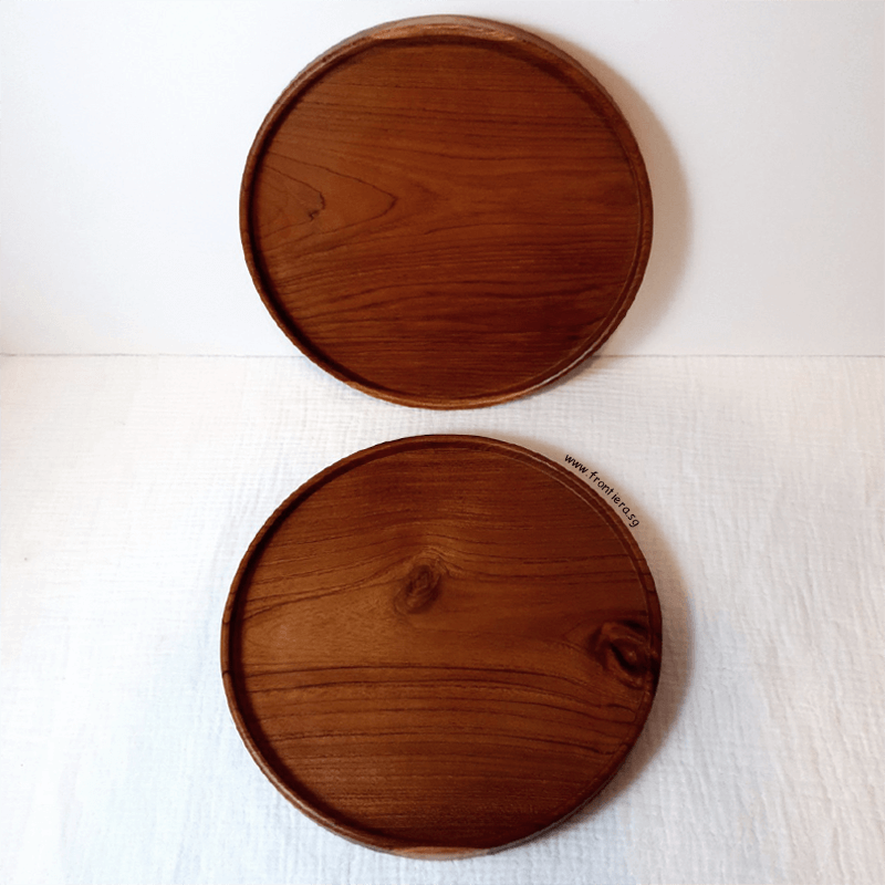 Teakwood Round Tray 250mm + Custome Engraving (Optional)