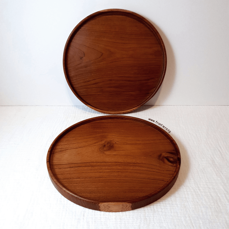 Teakwood Round Tray 250mm + Custome Engraving (Optional)